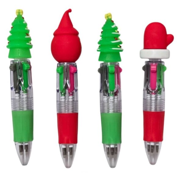 4Pc Mini 4-Color Click Switchable Christmas Ballpoint Pens(Red/Green/Blue/Pink) - Picture 2 of 6
